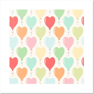 Bows Hearts Seamless Pattern Posters and Art